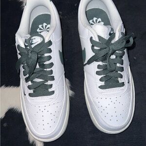 Nike White and Dark Green Athletic Shoes